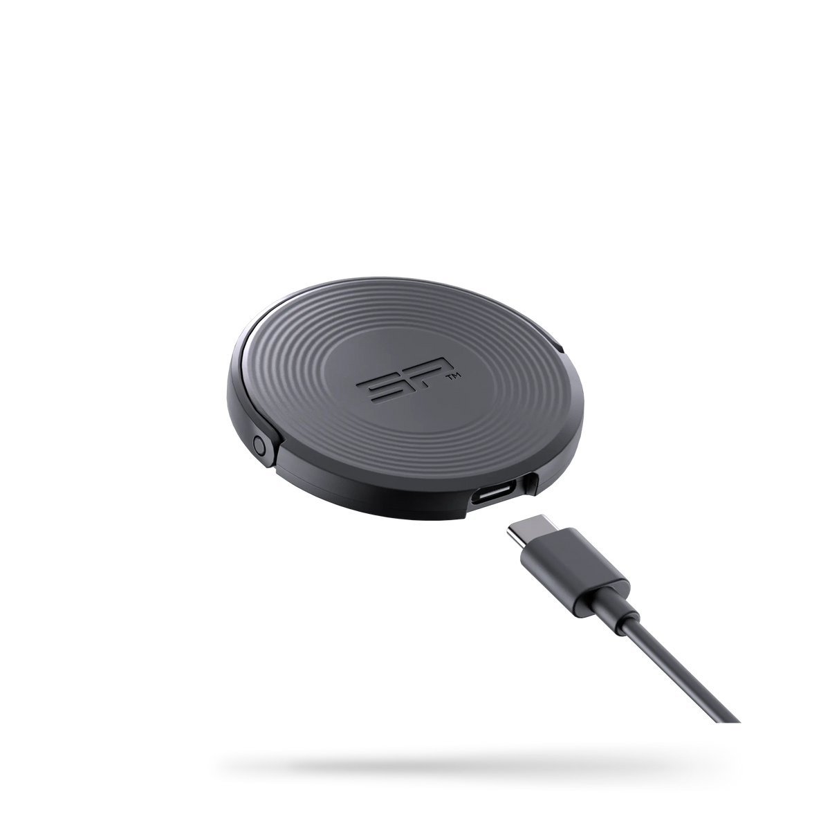 Black wireless charging pad with USB-C cable